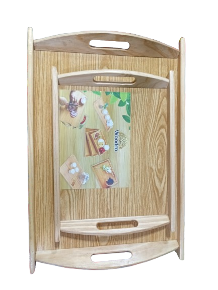 Wood Serving Tray, Tea Coffee Food Platter Tray Home Decoration (Set of 3)